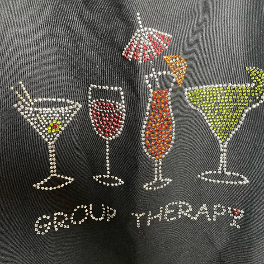 Group Therapy Black Rhinestone Cocktail Bar Apron OS